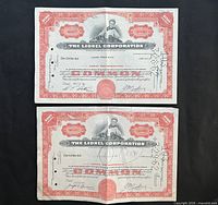 Front view of both Lionel Corporation stock certificates