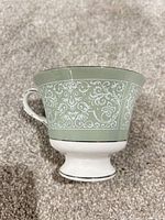 Side view of teacup showing Kenilworth pattern