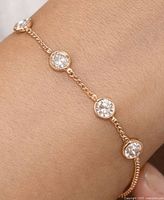 Bracelet on wrist showing bezel-set diamonds
