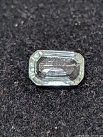 Top view of rectangular emerald-cut aquamarine