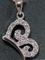 front view of sterling silver CZ letter B pendant