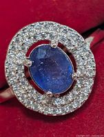 Front view showing sapphire and CZ double halo
