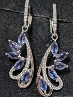 front view of both earrings showing stones and setting