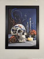 Frontal view of framed artwork showing full composition