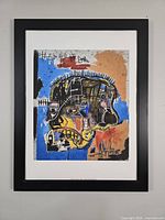 Frontal view of reproduction print in temporary black frame