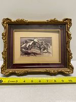 Full view of framed equestrian print