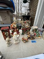 Group shot of all seven Christmas décor pieces on table