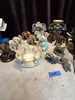 Group shot of entire elephant collection on tabletop
