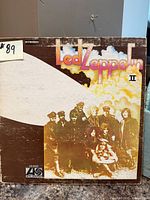 Front cover of Led Zeppelin II LP showing artwork, catalog number and wear