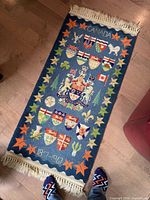 Full view of Brinton Wool Sarouk Canadian Centennial runner rug showing entire design and fringe