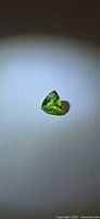 Trillion cut green peridot front view under spotlight