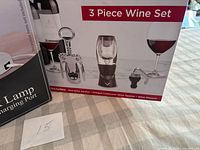 Close-up of Vinturi 3-Piece Wine Set box front showing contents list