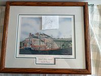 Full view of framed B&O Train Station print with mat and frame