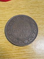 Reverse of 1914 Canada one cent coin