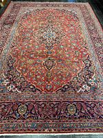 Full view of entire Persian Kashan rug