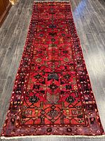 Full view of runner rug showing overall design and colors