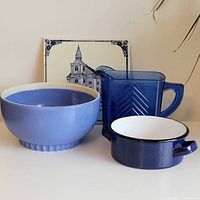 Group shot of all four blue items