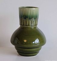 full view of green ceramic vase