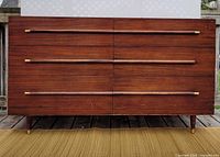 Front view of six-drawer Pepplers lowboy dresser