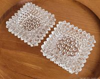 Top view of both square hobnail glass dishes