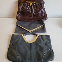 Front view of all three handbags