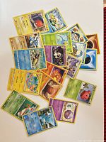 Face-up view showing assortment of 18 Pokémon cards