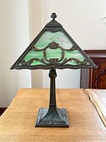 full view of slag glass table lamp front