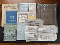 Overview of entire lot showing programmes, booklets, receipts and newspaper clipping