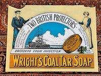 Full view of glass advertising mirror showing entire graphic and dimensions