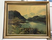 Full view of framed lithograph landscape print