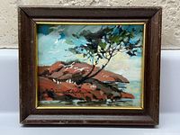 Front view of framed miniature oil painting showing artwork and frame