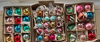 Three boxes of assorted vintage glass ornaments