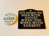 Front view of plaque and button