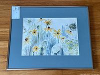 Framed watercolor painting with mat and frame