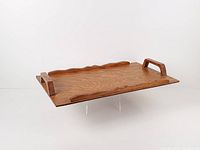 Top view of oak tray showing overall design and handles