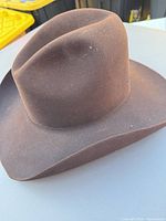 Full view of dark brown Stetson felt cowboy hat