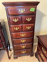 Tall narrow 7-drawer lingerie chest, brass pulls