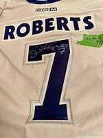 Back view showing name ROBERTS, number 7 with autograph and CCM logo