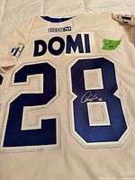 Back view showing name, number 28, autograph, CCM logo