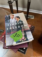 Top view of stack showing Finding Freedom hardcover