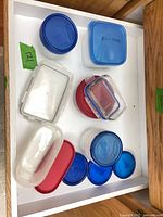 Drawer view showing full assortment of containers and lids