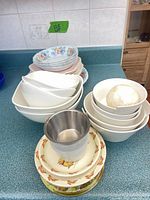 group view of all plates, bowls and cup