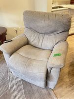 Front view of La-Z-Boy light grey power recliner