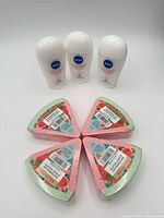 All seven items: three Nivea roll-ons and four Beloved bath bombs