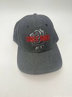Front view of grey Guns N’ Roses embroidered baseball cap