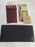 Overall lot showing pouch, pens, Cross refill pack and box