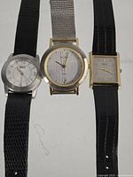 Front view of the three wrist watches side by side