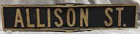 Front view of entire Allison St. sign