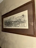 Framed panoramic Stuttgart 1590 print, angled view