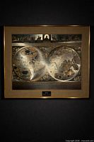 Full view of framed Blaeu map showing frame, mat, plaque and artwork